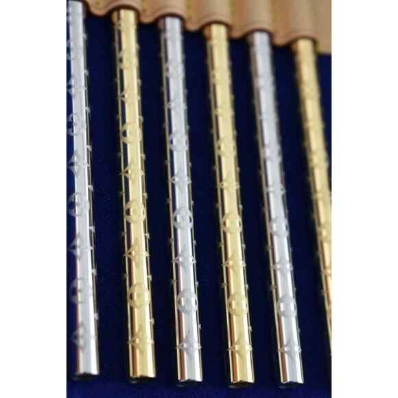 Louis Vuitton Metal Gold Silver Monogram Drinking Straws And Pouch Brown Case - Picture 7 of 12